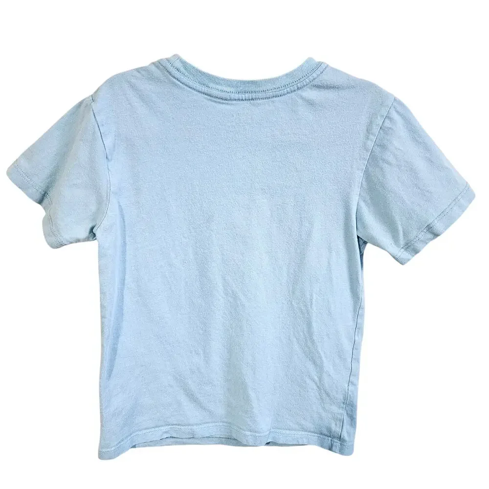 Childrens Place Boys Size XS Short Sleeve T-Rex Destruction Tee Shirt Blue City